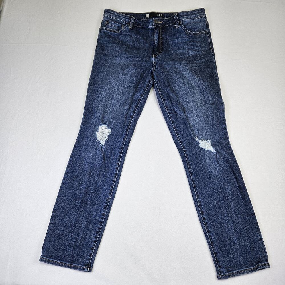KUT From The Kloth Jeans Womens 10 Catherine Boyfriend Distressed Stretch Denim